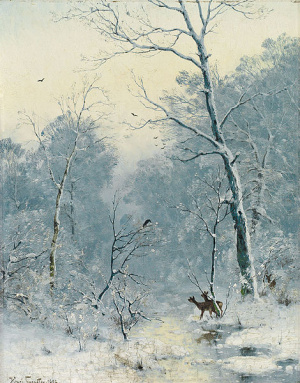 Winterlandschaft. Gemälde von Heinrich Gogarten(* 23. August 1850; † 16. November 1911).