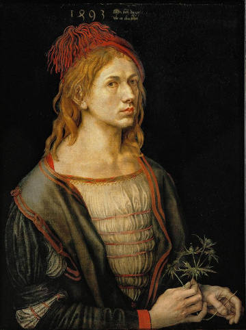 Albrecht Dürer Selbstporträt mit Distel, 1493.