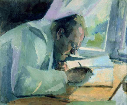 Max Reger bei der Arbeit. Gemälde von Franz Nölken, 1913