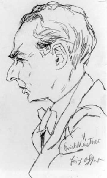 Erich Kästner. Zeichnung von Erich Ohser 1929. 