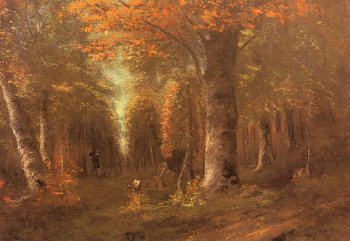 Wald im Herbst. Gemälde von Jean Désiré Gustave Courbet (1819-1877).