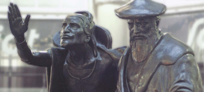 Faust und Mephisto vor dem Auerbachs Keller.