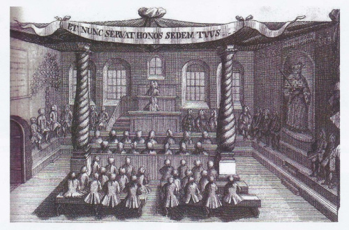 Vorlesung der Juristenfakultät im Petrinum während der Studienzeit Goethes in Leipzig