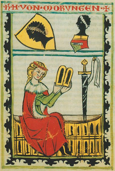 Abb. des Minnesängers Heinrich von Morungen in der Weingartner Liederhandschrift., 14.Jh.