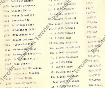 Transportliste Theresienstadt. (3)