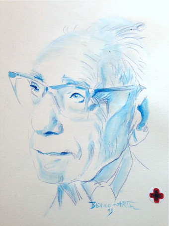 Sir Bernard Katz, Porträt gemalt von Benita Martin, ADA Dimensionsmalerei® (1)